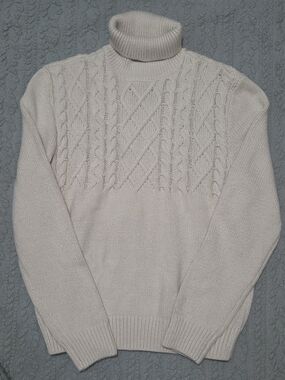H&M Cream Cable Turtleneck Sweater for Men
